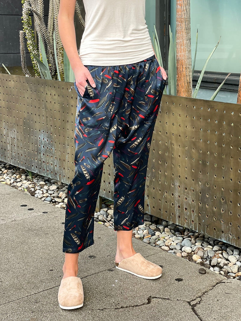 Erika Drop Pant in Silk - Feather Navy