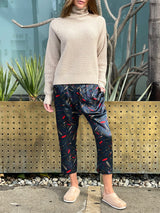 Erika Drop Pant in Silk - Feather Navy