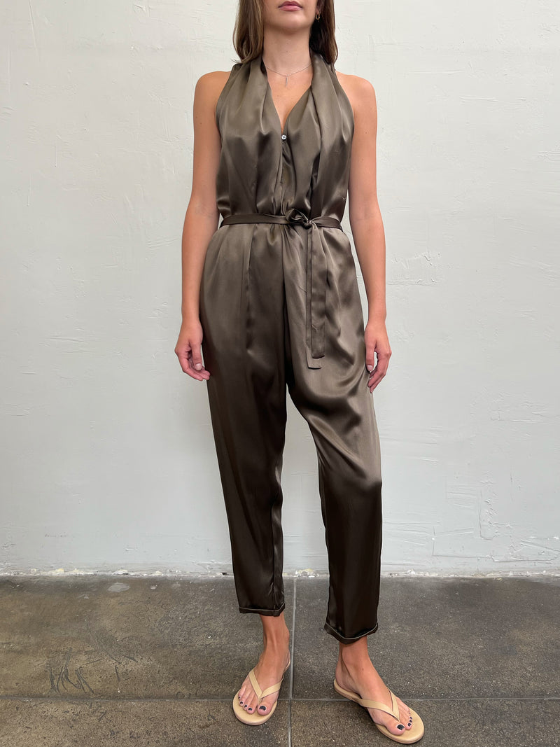 Reine Jumpsuit in Silk - Anthracite
