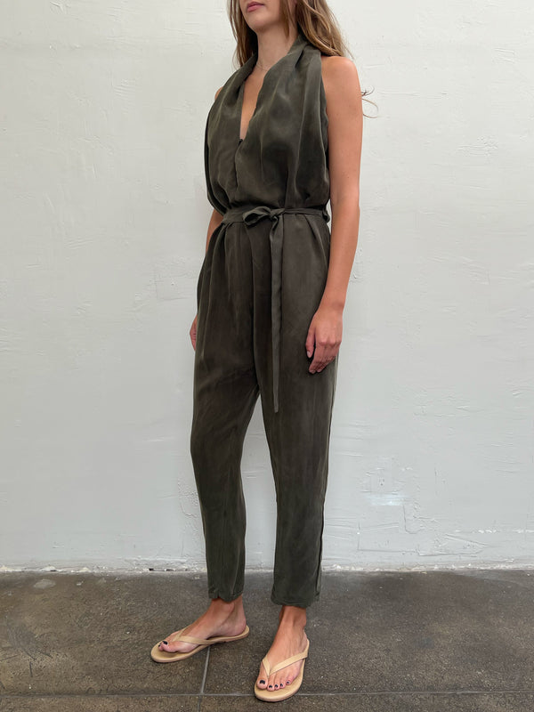 Reine Jumpsuit in Cupro - Military