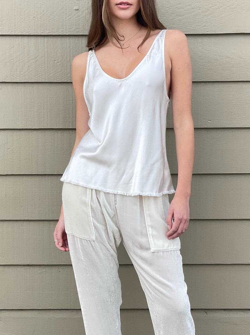 Jennie Tank in Vintage Satin - Parchment