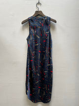 Tabitha Dress in Silk - Navy Feather *Final Sale*