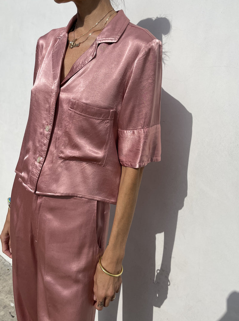 Elliott PJ Top in Vintage Satin - Cinnamon