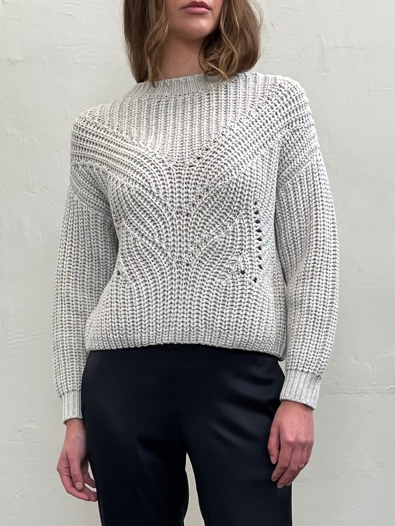 Ersa Crop Cotton Sweater - Heather Grey
