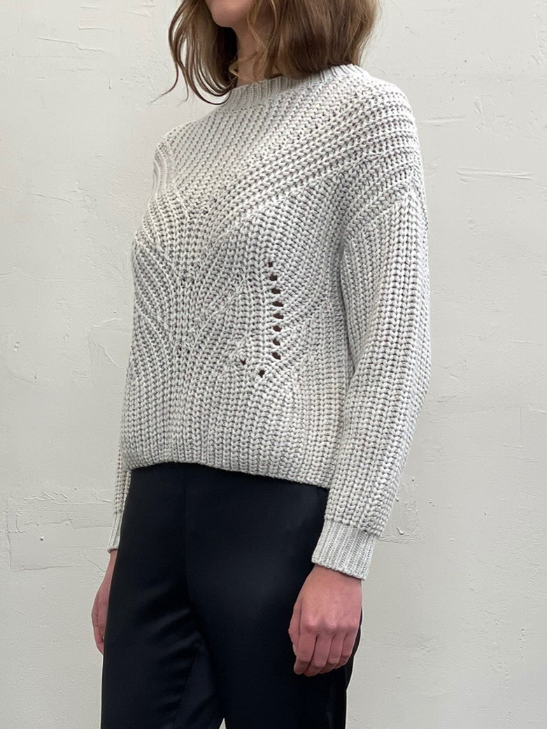 Ersa Crop Cotton Sweater - Heather Grey