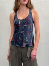 Tate Tank in Silk - Navy Feather *Final Sale*