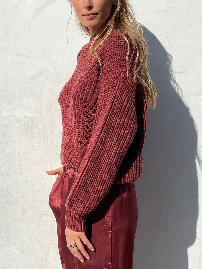 Ersa Crop Cotton Sweater - Sienna