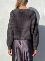 Ersa Crop Cotton Sweater - Graphite