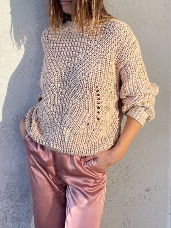 Ersa Crop Cotton Sweater - Shell