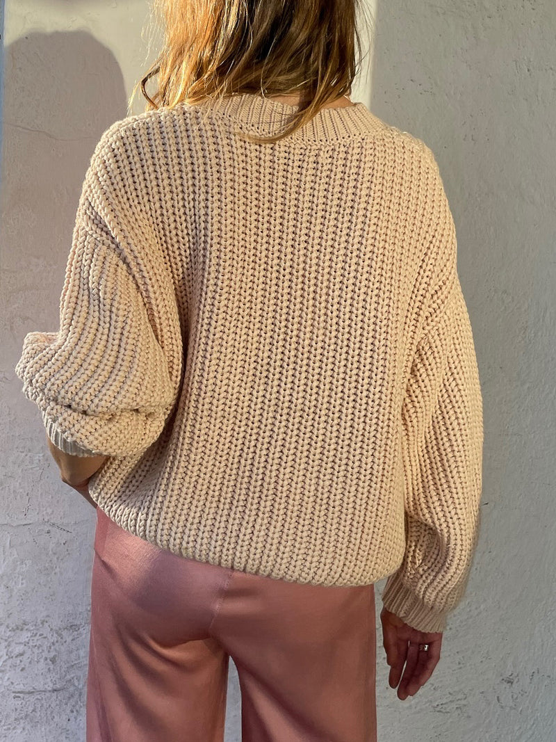 Ersa Crop Cotton Sweater- Shell