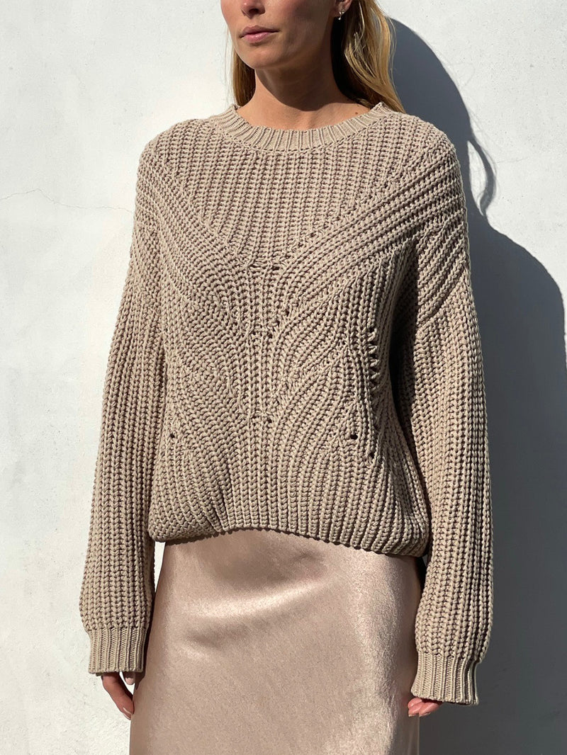 Ersa Crop Cotton Sweater - Stone – Pharaoh Collection