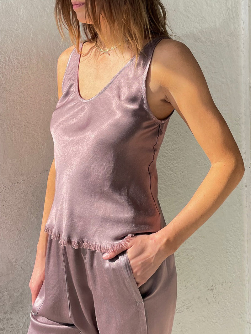 Jennie Tank in Vintage Satin -  Mulberry