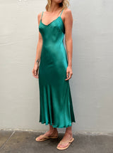 Farrah Slip Dress Vintage Satin - Kelly Green