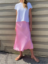 Riley Skirt in Vintage Satin - Hot Pink