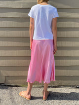 Riley Skirt in Vintage Satin - Hot Pink