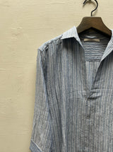 Wren Pullover Shirt in Denim/White Stripe