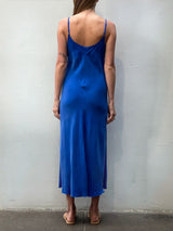 Farrah Slip Dress in Cupro - Cobalt