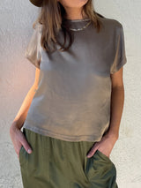 Piper Tee in Vintage Satin - Anthracite