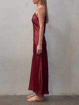 Farrah Slip Dress in Vintage Satin - Port