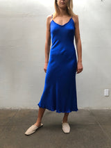 Farrah Slip Dress in Vintage Satin - Cobalt