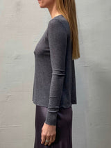 James Long-Sleeve Tee in Featherweight Rib - Charcoal