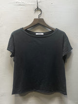 Kerri Boxy Crop Tee in Supima Slub - Vintage Black