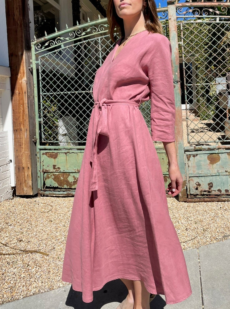 Lydia Dress in Linen - Rose *Final Sale*