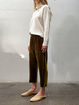 Erika Drop Pant in Velvet - Chartreuse
