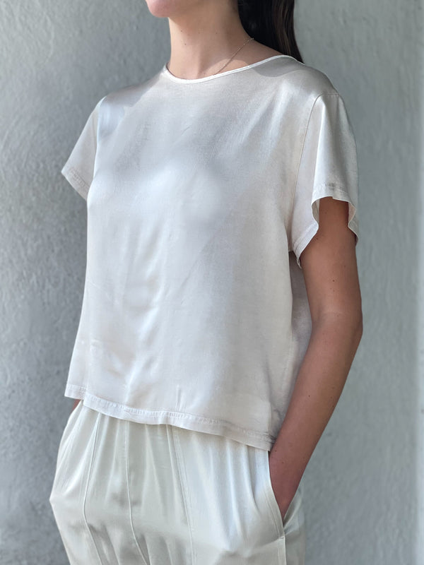 Piper Tee in Vintage Satin - Parchment