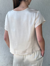 Piper Tee in Vintage Satin - Parchment
