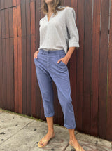 Frankie Utility Pant in Paperweight Cotton - Indigo Blue