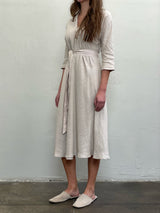Lydia Dress in Linen-Cement ORIG $425