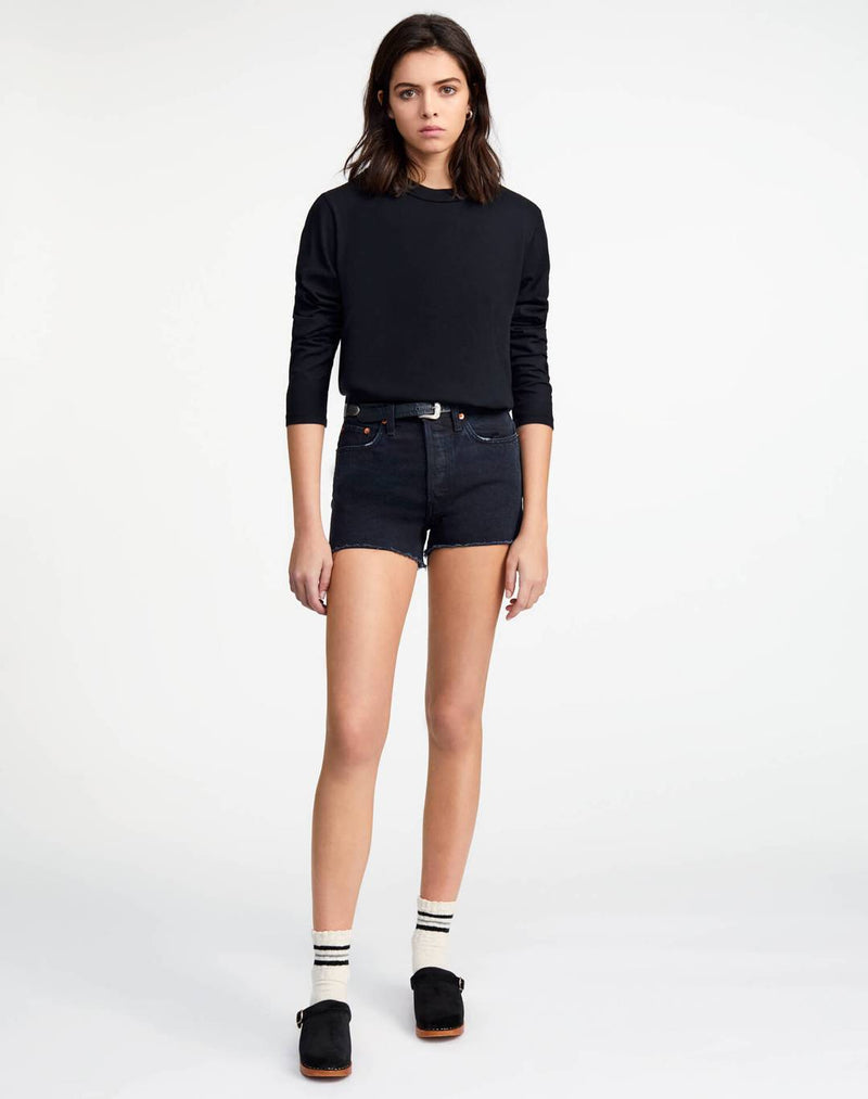 Re/Done 70's High Rise Shorts - Midnight Black