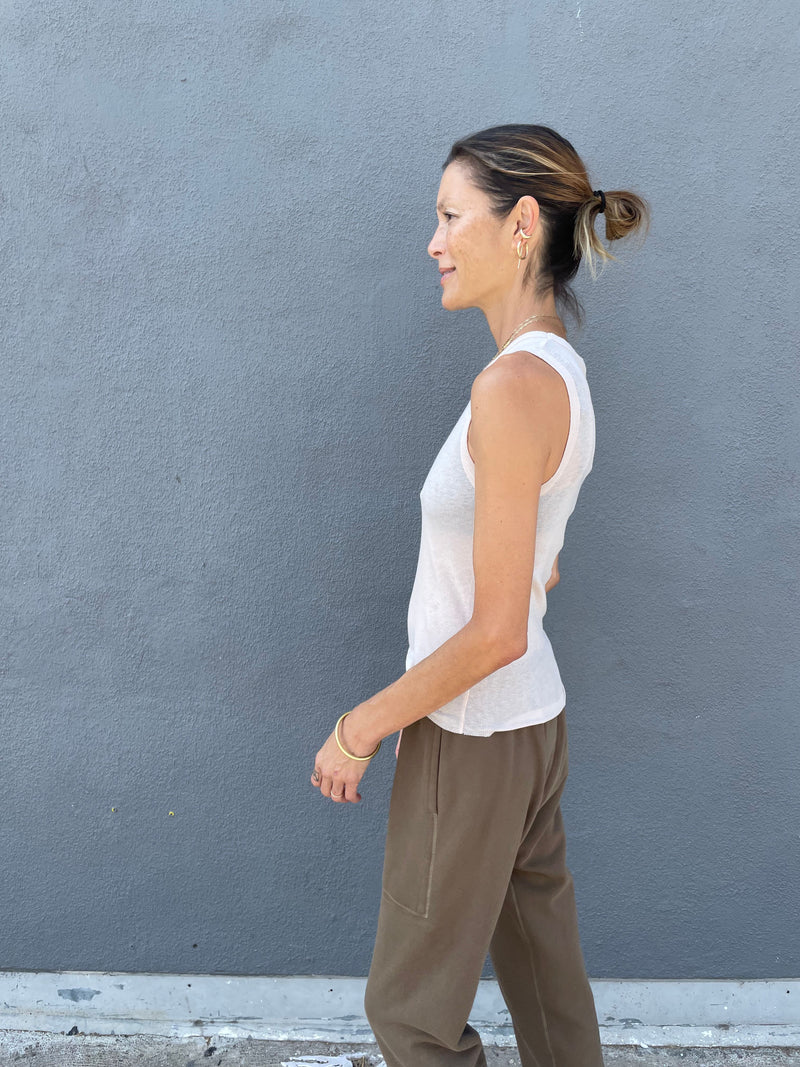 Athena Hi-Neck Tank in Featherweight Rib - Clay