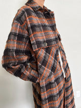 Blaine Long Shirt Jacket  - Coco/Sable Plaid