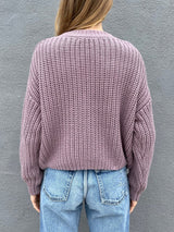 Ersa Crop Cotton Sweater - Mulberry