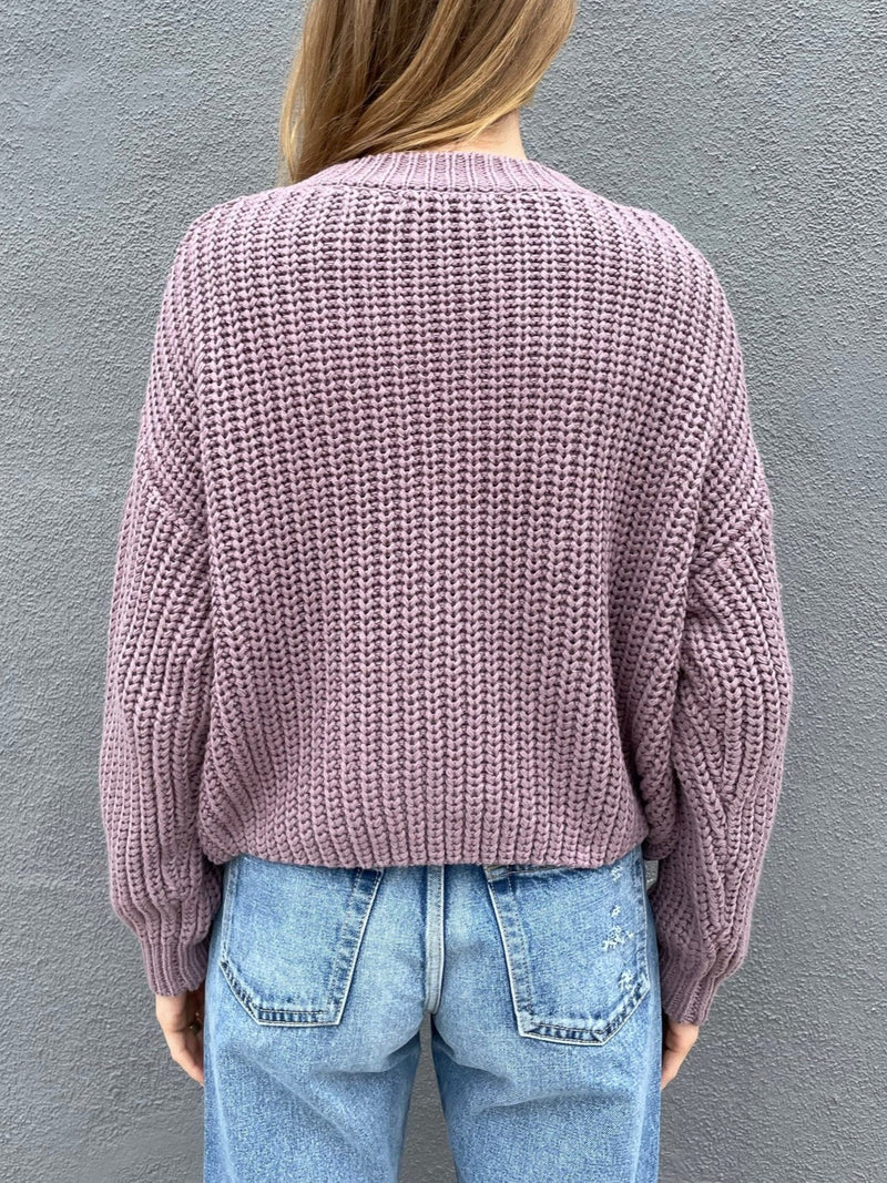 Ersa Crop Cotton Sweater - Mulberry