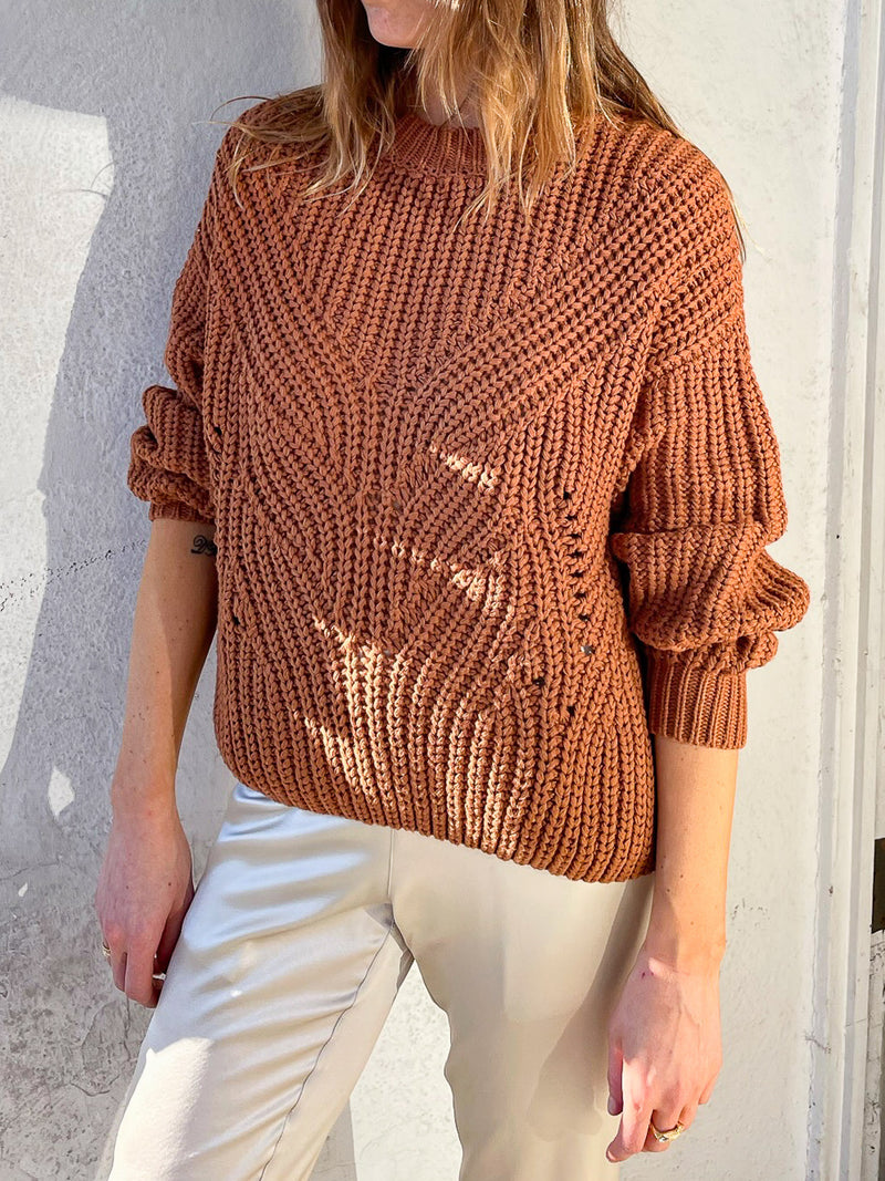 Ersa Crop Cotton Sweater - Terra