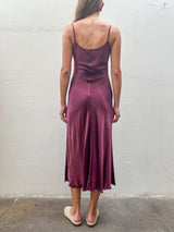 Farrah Slip Dress in Vintage Satin - Fig