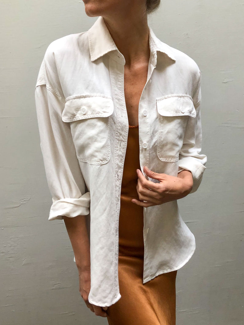 Justin Workshirt in Linen  - Bone