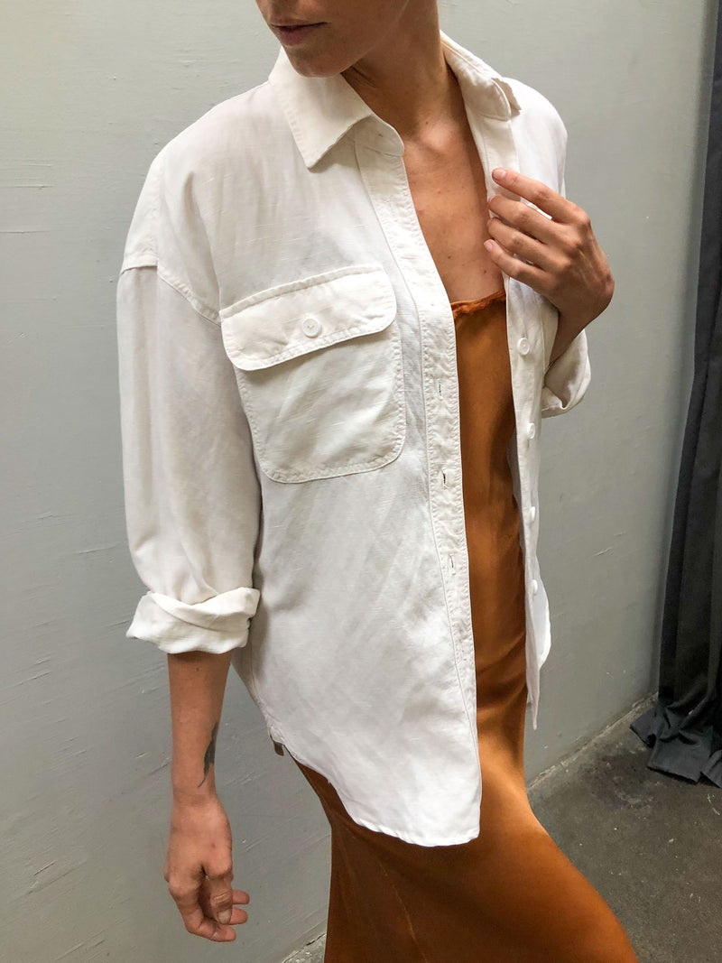 Justin Workshirt in Linen  - Bone
