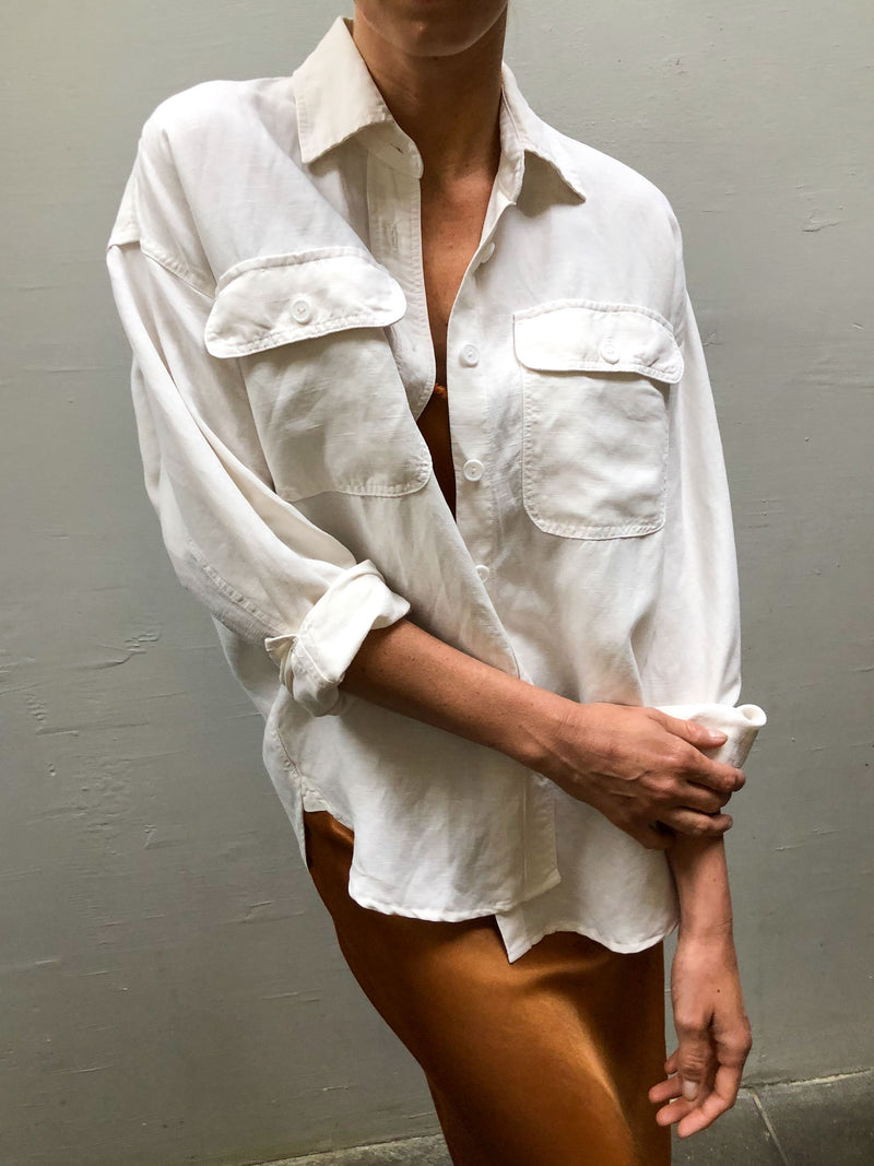 Justin Workshirt in Linen  - Bone