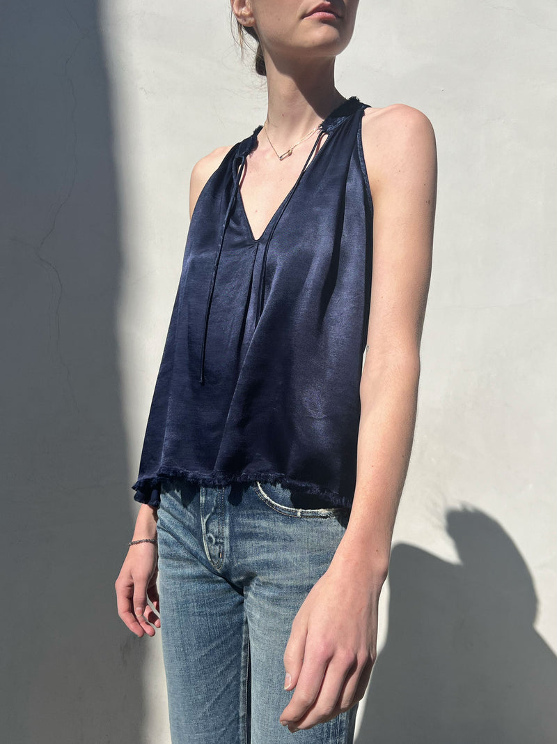 Cora Halter Top in Vintage Satin - Night