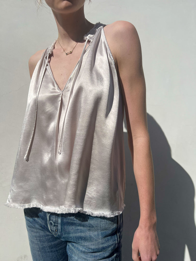 Cora Halter Top in Vintage Satin - Parchment