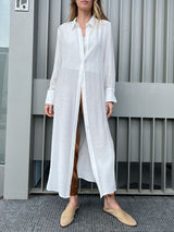 Cassandra Shirt Dress in Viscose Gauze - White