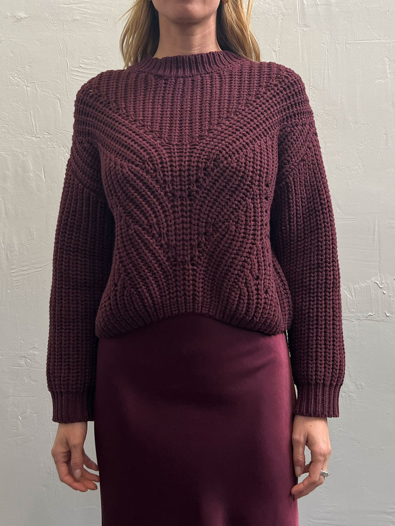 Ersa Crop Cotton Sweater - Fig