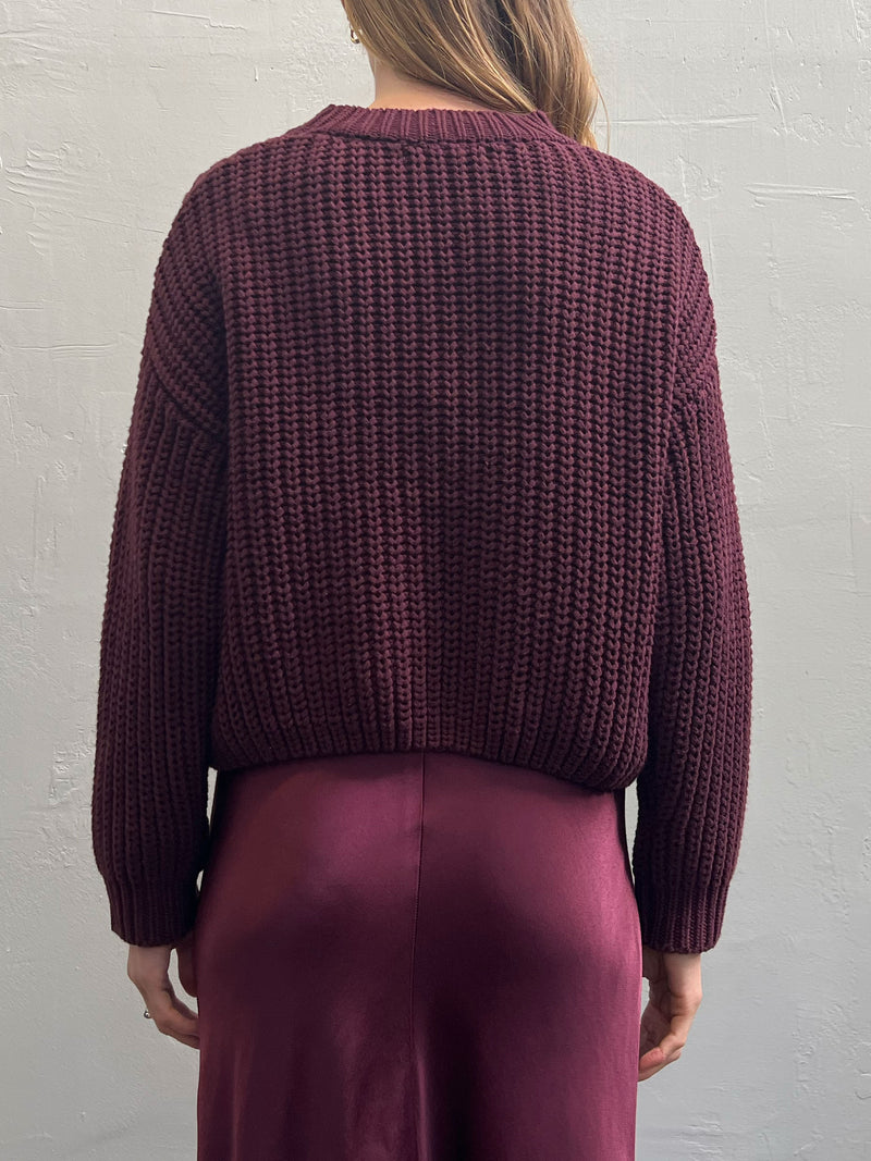 Ersa Crop Cotton Sweater - Fig