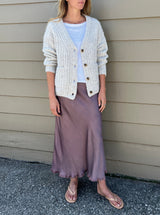 Riley Skirt in Vintage Satin - Mulberry