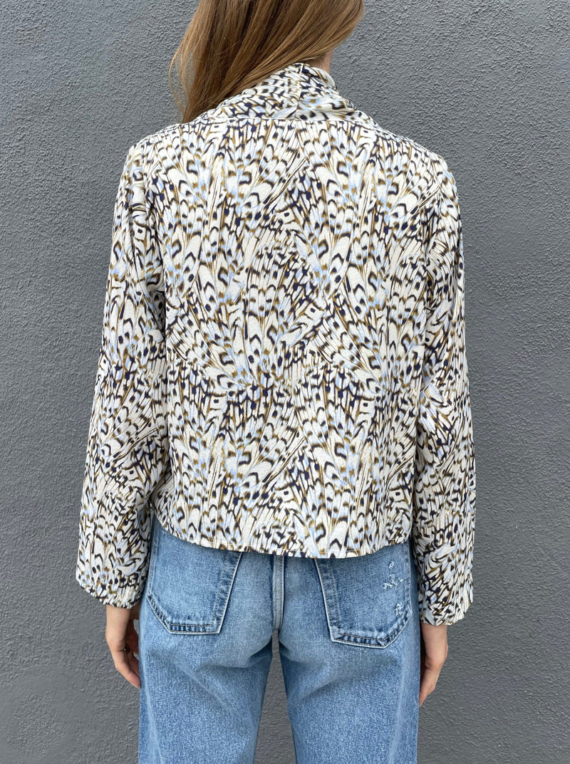 Simone Shirt Jacket in Khaki Feathers