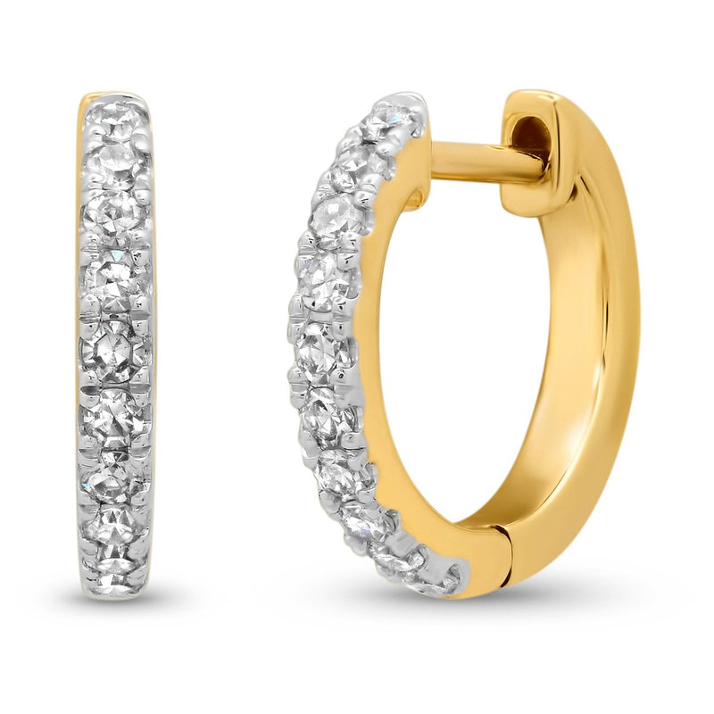 Eriness Diamond Huggie Earrings- 14K Yellow Gold